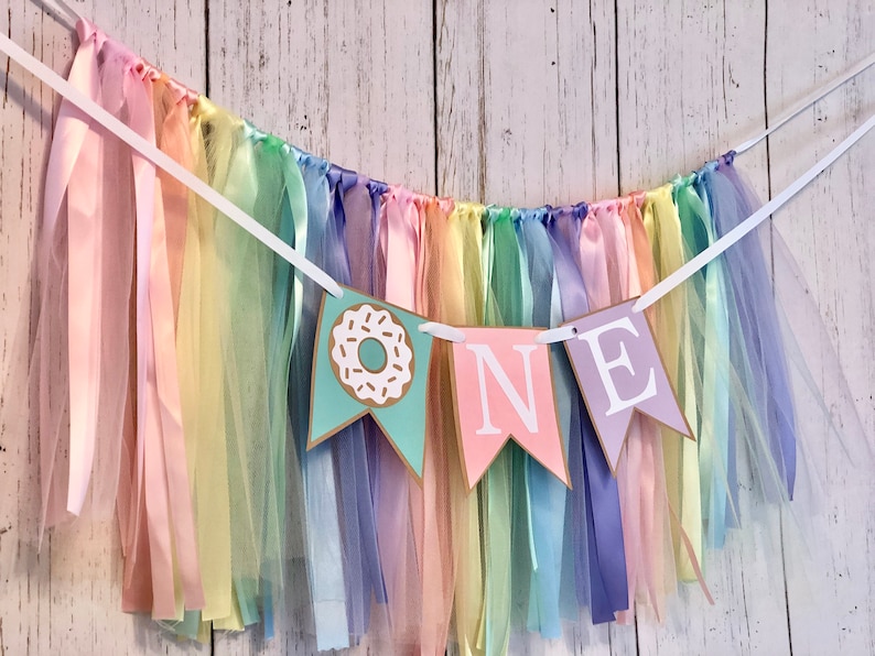 Donut First Birthday Decorations High Chair Tutu ONE High Chair Skirt Donut Grow Up 1st Birthday Backdrop Sweet One Cake Smash image 6