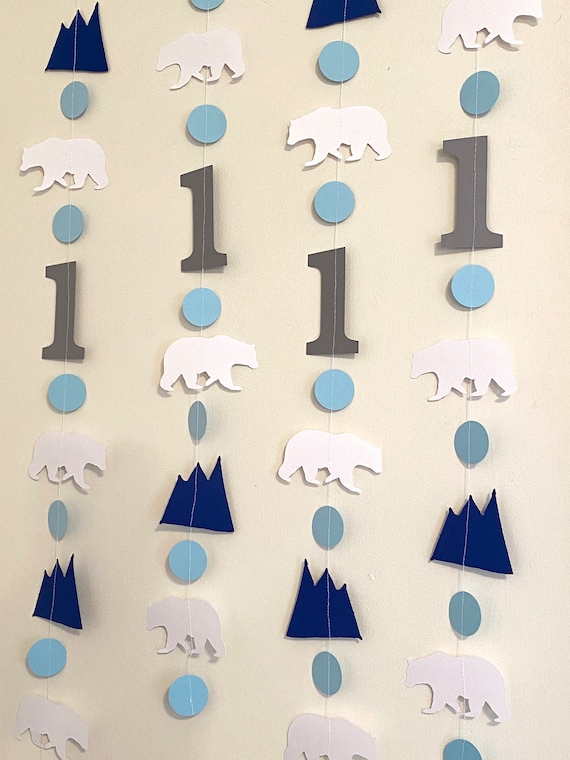 Polar Bear First birthday Decorations Boy High Chair Backdrop Bear