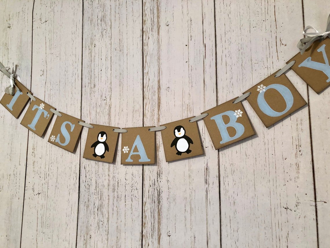 Penguin Baby Shower Boy Penguin Baby Shower Banner | Etsy