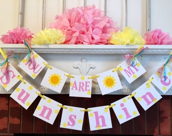 You Are My Sunshine First Birthday Decorations - Nursery decor - Sunshine banner - You are my Sunshine Baby shower decorations CUSTOM COLORS