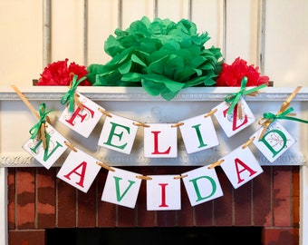 Feliz Navidad Banner: Vintage Spanish Christmas Decor