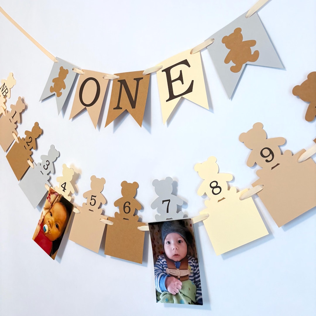 Neutral Beary 1st Birthday Banner - ONE High Chair Banner- Teddy Bear ...