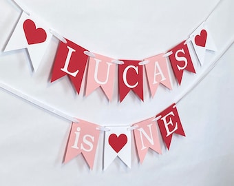 Valentines 1st Birthday Banner: Little Sweetheart ONE, Custom Name