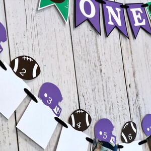 Football First Birthday Decorations Football 12 Month Photos Football 1st Year Photo Banner ONE High Chair Decor Baby's Rookie Year image 4