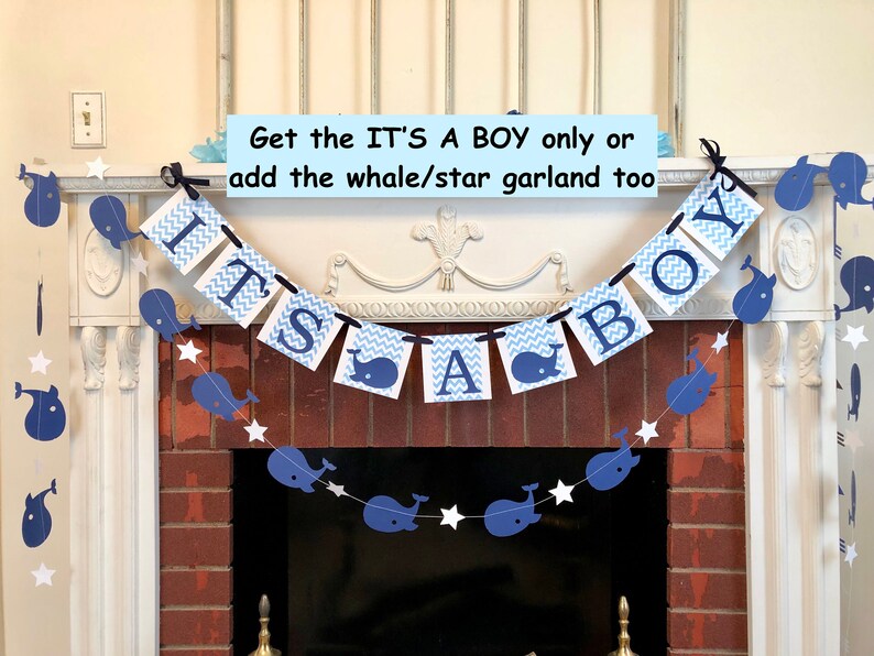 Whale Baby Shower Decorations Navy Blue And Light Blue Etsy