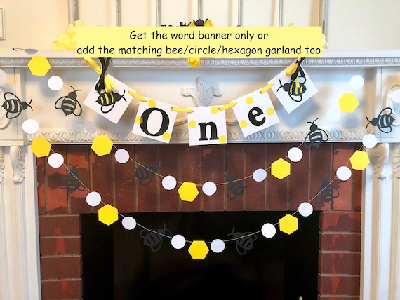 Bee 1st Birthday Banner One - Bee Themed Birthday Party Decoration