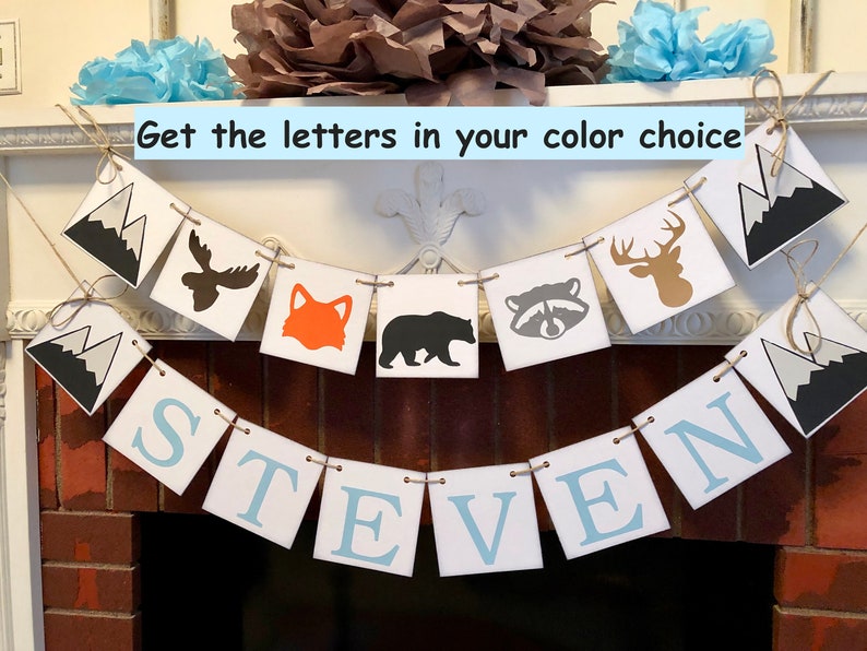 Adventure Baby Shower Decorations Custom Baby Shower Banner Baby Bear 1st 3rd Birthday Decor Buck Baby Shower Banner Forest Animals