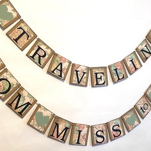 Traveling From Miss to Mrs Bridal Shower / Map From Miss to Mrs Banner / Travel Bridal Shower Decorations / Destination Bride to Be Banner