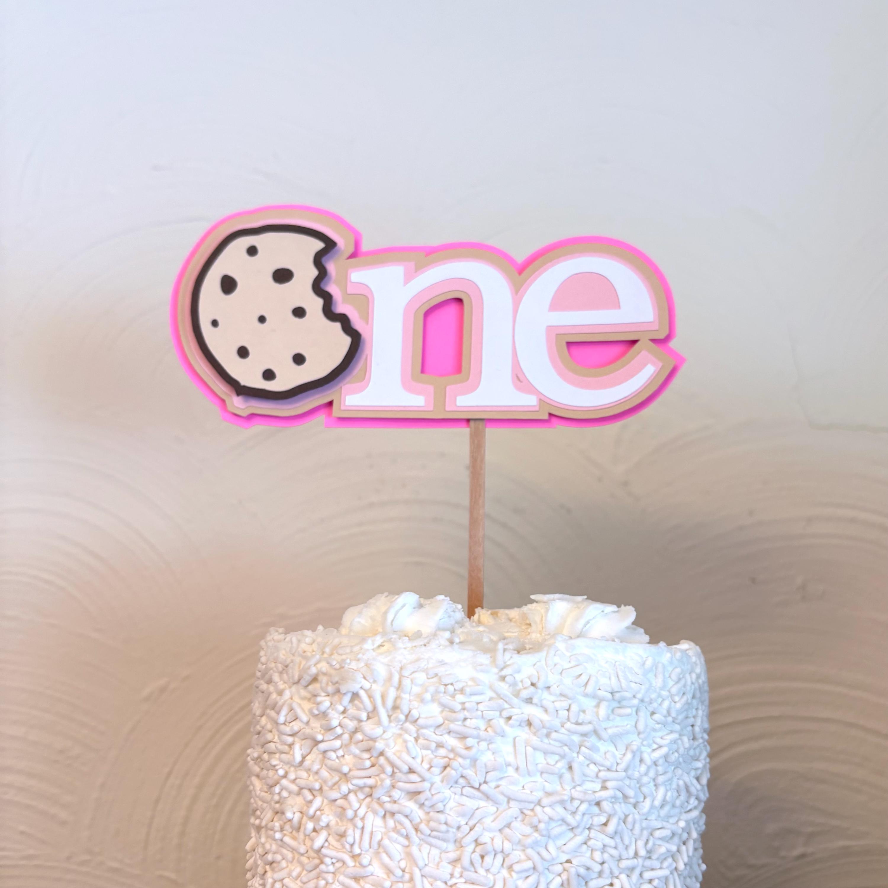 'Cookie One' Cake Topper For 1st Birthday - Wooden Dessert Themed Decoration For First Birthday Party