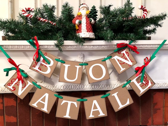 Buon Natale Vintage.Buon Natale Banner Red And Green Italian Christmas Banner Rustic Vintage Inspired Italian Christmas Decorations Christmas Banner By Anyoccasionbanners Catch My Party