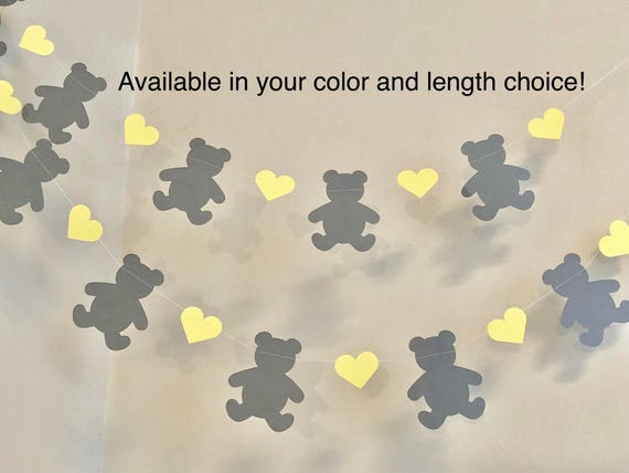 Teddy Bear Birthday Decorations Gray And Yellow Teddy Bear Etsy