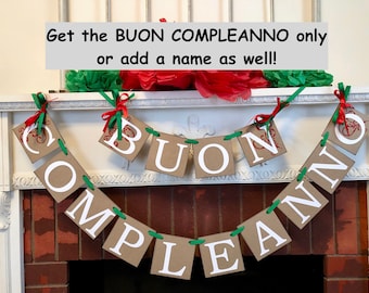 Banner Buon Compleanno: Decoración de fiesta de cumpleaños italiana