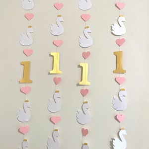 Princess Swan First birthday Decorations, Swan 1st Birthday Background, high chair decoration , Pink and Gold 1st Birthday Decorations Bild 7