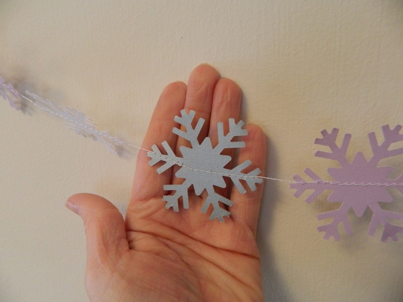 Winter ONEderland Party Decor Winter First Birthday Girl Little Snowflake Baby Shower Decor Silver purple and white Snowflake Garland
