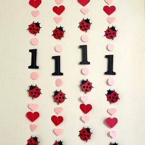 Pink Lady bug 1st Birthday decorations 1st birthday garland Love Bug decor ladybug birthday Backdrop Little Lady 1st 2nd 3rd birthday image 7