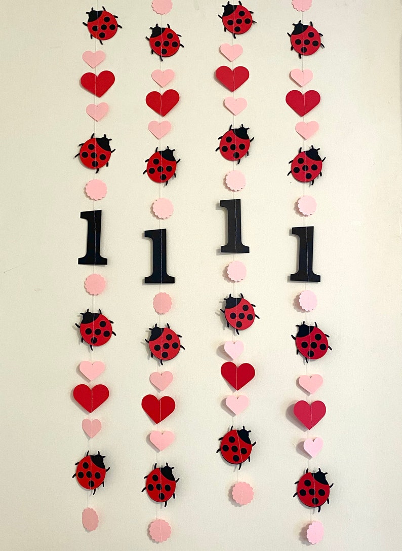 Pink Lady bug 1st Birthday decorations 1st birthday garland Love Bug decor ladybug birthday Backdrop Little Lady 1st 2nd 3rd birthday image 7