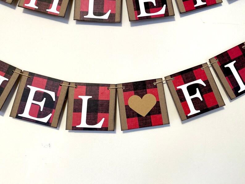 Buffalo Plaid Miss to Mrs Banner Custom Bridal Shower Decor Burlap Banner Flannel Fling Before the Ring Camping Bachelorette Decor