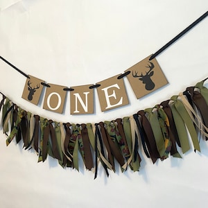 Buck Hunting First Birthday Decor - 1st Year Photo Banner - Hunting Themed - ONE High Chair Banner - Oh Deer 1st Birthday Backdrop