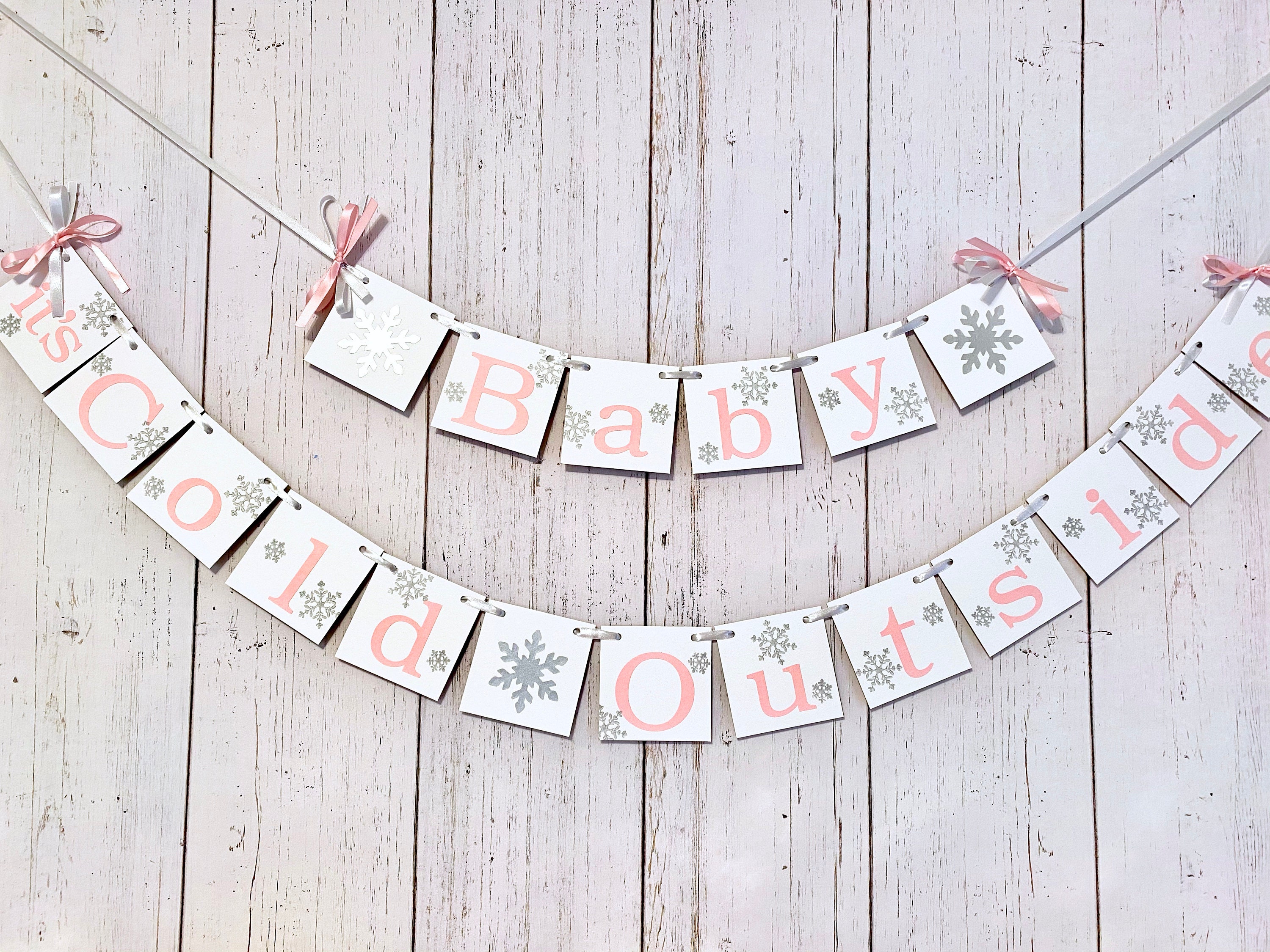 Winter Snowflake Baby Shower Decorations Pink, Winter Wonderland Baby...