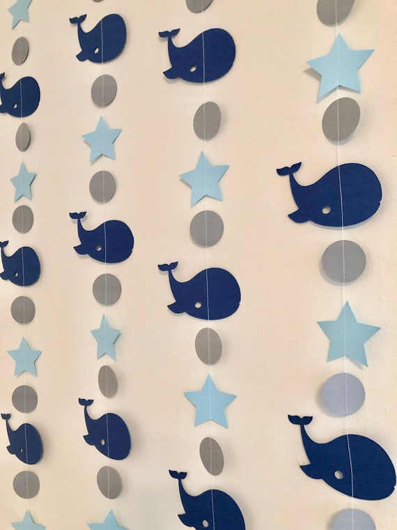 Whale Baby Shower Decor Boy / First Birthday Photo Backdrop / Whale Nursery  / Whale Themed Garlands / It's a Boy Decorations Whales -  UK