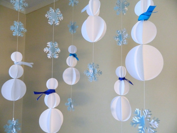 Paper Garlands 3d Snowman Decoration Holiday Window Decorations