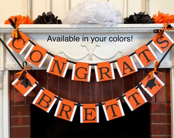 Personalized Graduation Banner Set: Congrats & Name, High School Colors