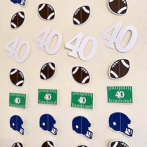 Football 30th 40th 50th Birthday Decorations - First Year Down Football Birthday Backdrop - Football Themed Birthday Garlands - At the Forty