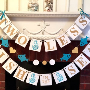 Two Less Fish in the Sea Banner Nautical Wedding Decor Engagement Party ...