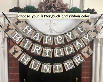 Hunting Birthday Decoration - Buck 1st 40th birthday Decor - Buck Camouflage First birthday - Hunting birthday - Hunting Camp banner