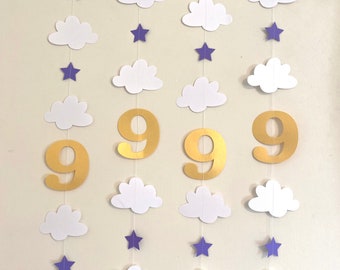 Cloud 9 Birthday Garland: Photo Backdrop, 9th Birthday Decor
