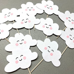 Cloud Cupcake Toppers, Rainbow Theme, Sunshine Party, First Birthday ...