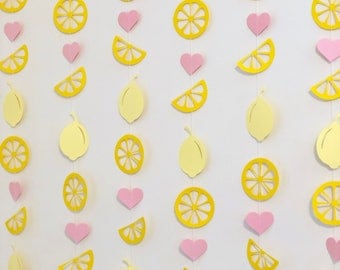 Lemonade Garland Backdrop: Bridal Shower, Birthday Party Decor