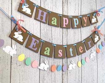 Easter decorations - Happy EASTER Mantle or Wall Banner - Easter Garland - Easter bunny banner