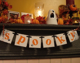 Halloween Decorations - SPOOKY Banner - Halloween Garland - Halloween Banners - Spooky Halloween Party Sign /Halloween/Photo Prop-