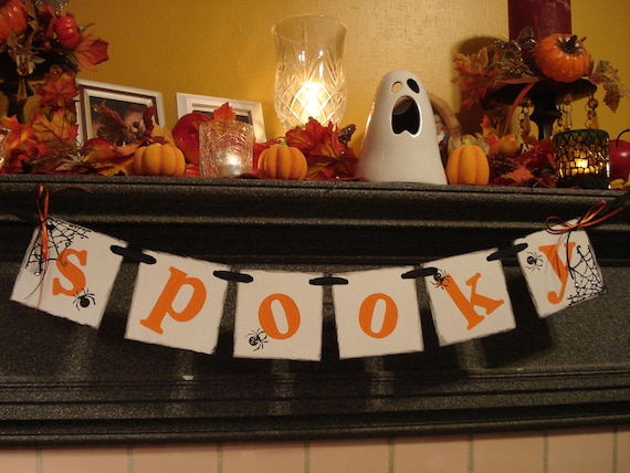 Halloween Decorations - SPOOKY Banner - Halloween Garland - Halloween Banners - Spooky Halloween Party Sign /Halloween/Photo Prop- Il_570xn