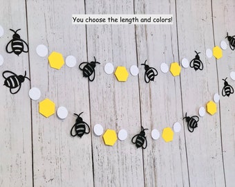 Mommy to Bee Baby Shower Decorations , Queen Bee 1st Birthday Banner , 10ft Bee Garland/bunting , Bumble Bee Nursery decor
