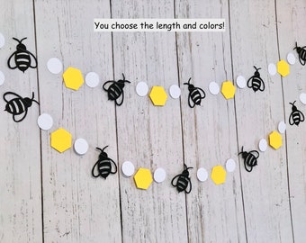 Mommy to Bee Bumble Bee Baby Shower Decorations , Bumble Bee Birthday Decor , 10ft Bee Garland/bunting , Bumble Bee Nursery decor,Bee banner