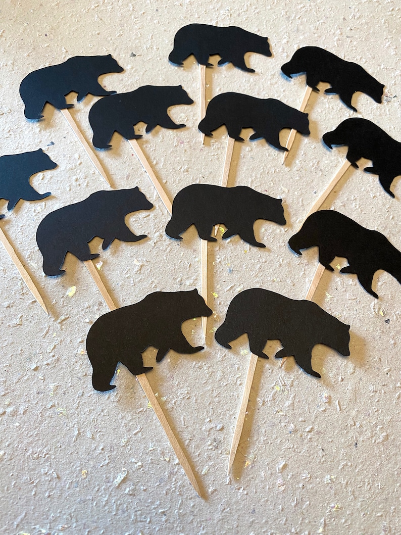Black Bear First birthday Decorations Boy Black Bear cupcake toppers Bear Food Picks ONEderful Adventure decorations polar