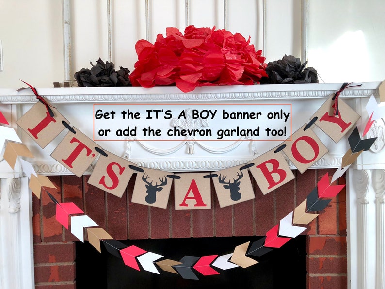 Little Buck Baby Shower Decorations Red And Black Oh Deer Etsy