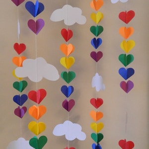Baby SPRINKLE Decor/ SPRINKLE Party / 3D Clouds and Raindrop Rainbow Garland / Baby Shower Decorations / DIY Nursery Mobile