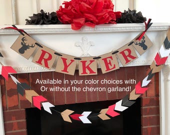 Oh Deer Baby Shower Decorations - Red and Black Lil Buck First birthday - Woodland Buck Decor - Hunting birthday decor - Baby Shower Banner