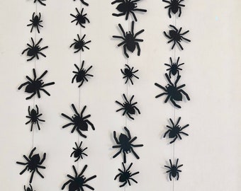 Spider Garlands- Spider Halloween Backdrop - Halloween Party Decoration - Halloween Baby Shower Banner- Black Tarantula Garland - Spooky ONE