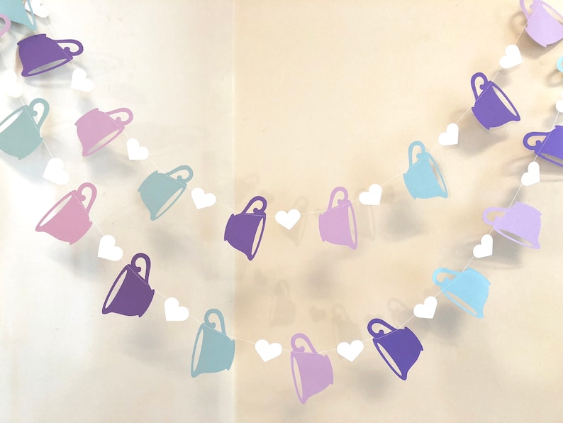 Tea Party Garland Tea Party Birthday Decorations Tea Cup Garland Bridal Tea Shower Decoration Tea for TWO Birthday Banner