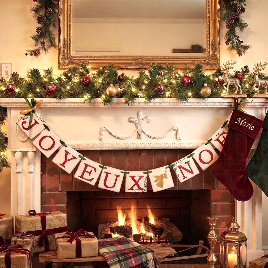 Joyeux Noel Banner: French Christmas Garland, Holiday Decor - Etsy