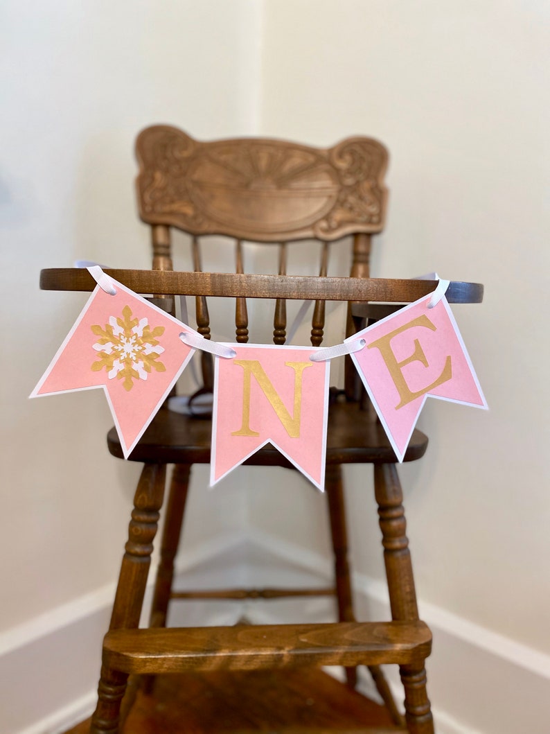 Snowflake First Birthday Decorations Girl Gold and Pink High | Etsy