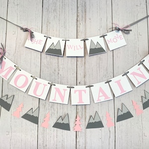 She Will Move Mountains Sign, Baby shower Decorations Girl, Adventure Awaits Banner, Inspirational Nursery Decor, 1st Birthday Decorations