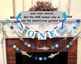 Shark First Birthday decorations - Shark High Chair Banner - Shark Attack Birthday Photo Prop - Shark 1st Birthday banner - Shark Banner