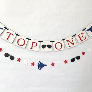 Top One 1st Birthday Decoration - Military Jet Airplane 1st birthday banner - 1st Birthday Decor - Time Flies  Fighter Jet garland