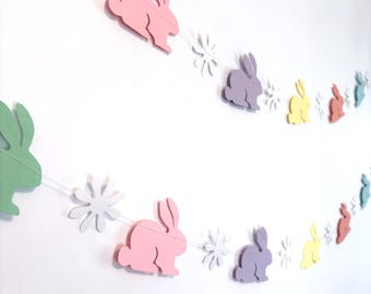 Easter Bunny Garland: Pastel Spring Banner, Some Bunny is One Decor
