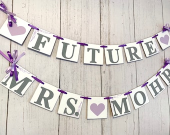 Purple Bridal Shower Decorations / Bride to Be / Custom Future Mrs Banner / Bachelorette Sign / From Miss to Mrs Banner / Soon to Be Mrs